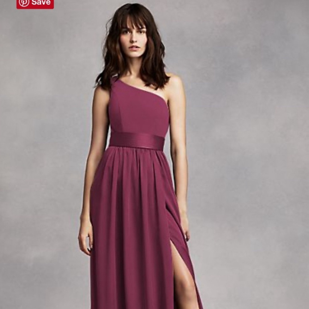 White by Vera Wang burgundy one shoulder dress size 6